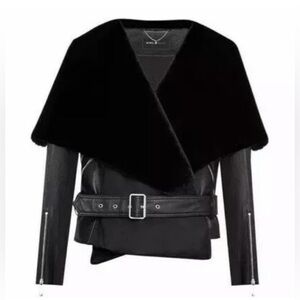 BCBGMAXAZRIA BLACK VELVET LEATHER JACKET